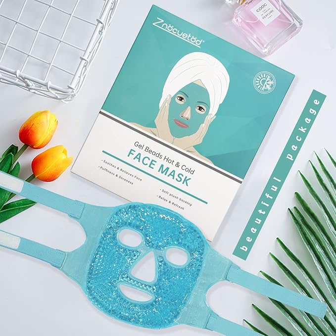 ZNÖCUETÖD Cold Face Eye Mask Ice Pack Reduce Facial Puff, Dark Circles, Gel Hot Heat Cold Compress Pack, Face SPA for Woman Sleeping, Pressure, Headaches, Skin Care, Post Laser Cosmetic Care[Blue]