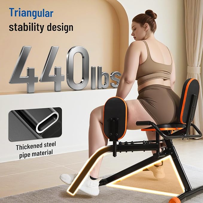Hip Abductor Machine for Home Gym | Compact Glute Trainer & Thigh Workout Equipment with 3-Level Resistance,Silent Design | Leg Abductor Machine & Booty Builder for Women/Men-StrideForce Fitness