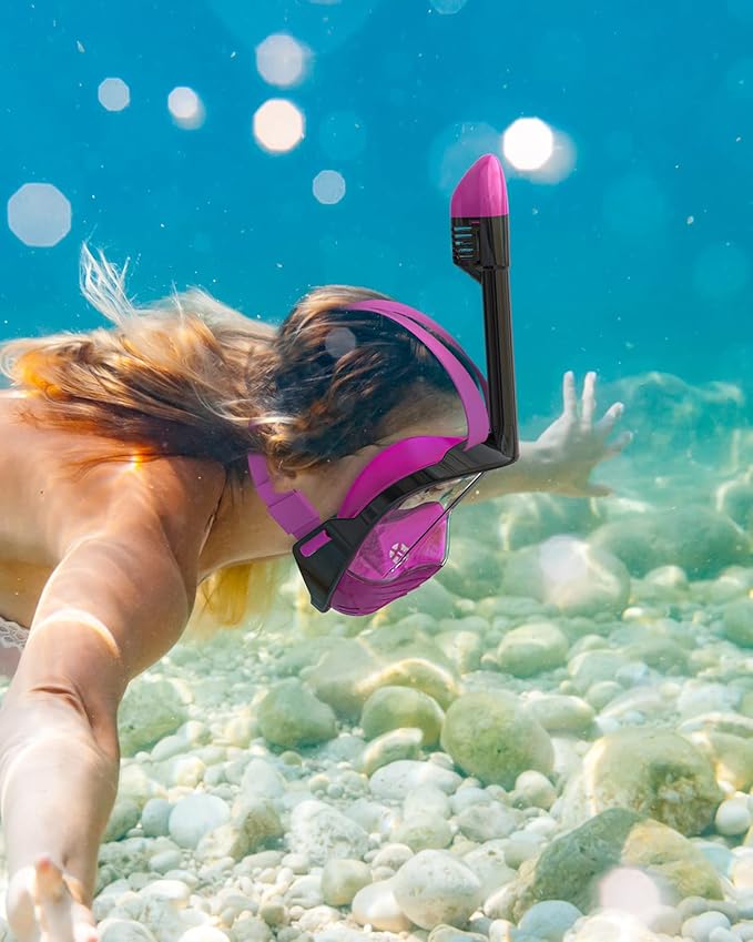 QingSong Full Face Snorkel Mask for Adults, Snorkeling Gear with Camera Mount, 180 Degree Panoramic View Snorkel Set Anti-Fog Anti-Leak-StrideForce Fitness