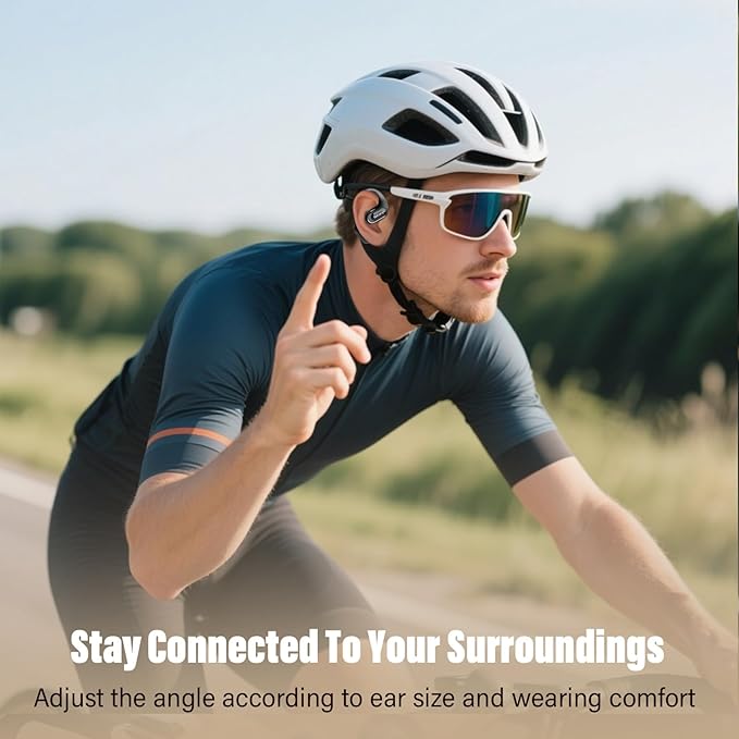 Open Ear Headphones, Bluetooth 5.4 Headphones Sports, Premium Sound with HD Mic Wireless Earbuds, 48H Playtime LED Power Display Ear Buds, IPX7 Lightweight Comfort Earphones for Running, Working-StrideForce Fitness