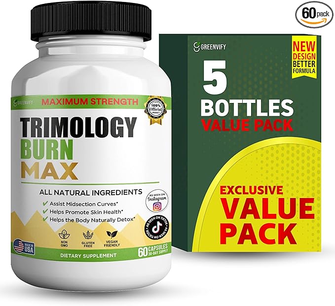 Trimology Burn Max Natural Supplement, 60 Capsules, 30 Day Supply, Vegan, Gluten Free (5)-StrideForce Fitness