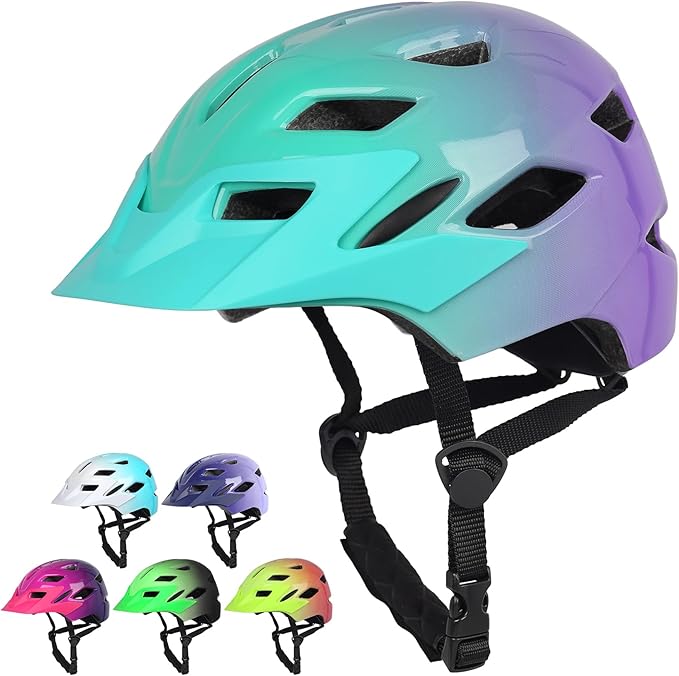 Kids Bike Helmet,Bavilk Kids Boys Girls Bike Helmets with LED Light Detachable Visor Children Youth Teen Multi-Sport for Skating Cycling Scooter Skateboard Adjustable & Lightweight 19.7"-22.4"-StrideForce Fitness