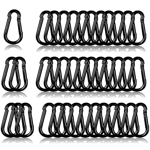 40PCS M4 Black Carabiner Clip, 1.57Inch Snap Hook Quick Link Small Carabiner Clips,Spring Link Buckle for Fishing Camping Hammock Dog Leashes-220LBS Holding Capacity.-StrideForce Fitness