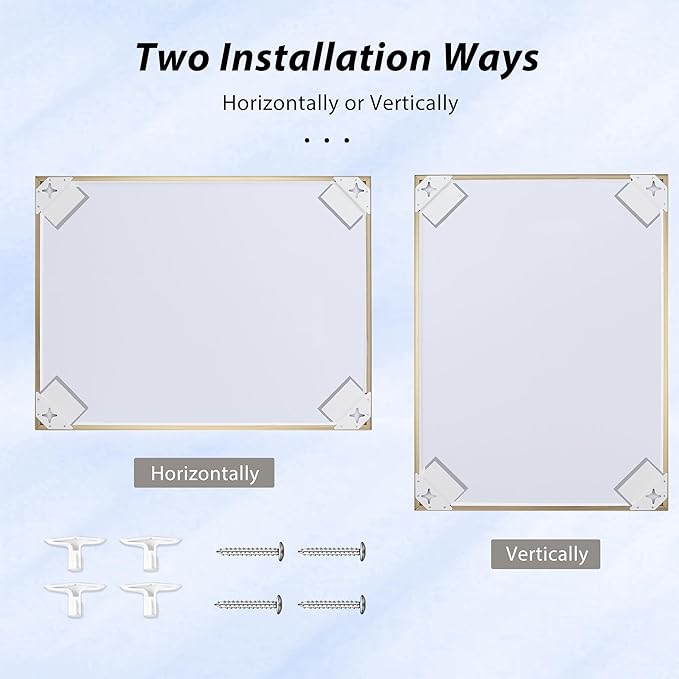 20x36 Inch Brass Bathroom Mirror for Wall, Aluminum Frame Rectangle Rectangular Vanity Mirror, Modern Large for Bedroom, Living Room, Horizontal or Vertical-StrideForce Fitness