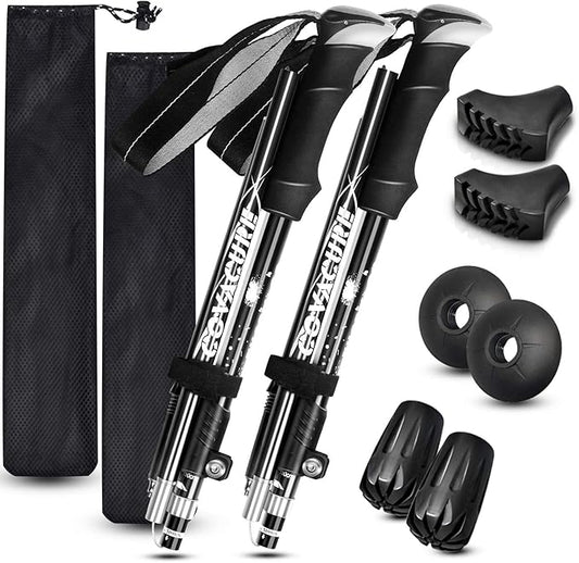 Covacure Trekking Poles Collapsible Hiking Poles - Aluminum Alloy 7075 Trekking Sticks with Quick Lock System, Telescopic, Collapsible, Ultralight for Hiking, Camping-StrideForce Fitness