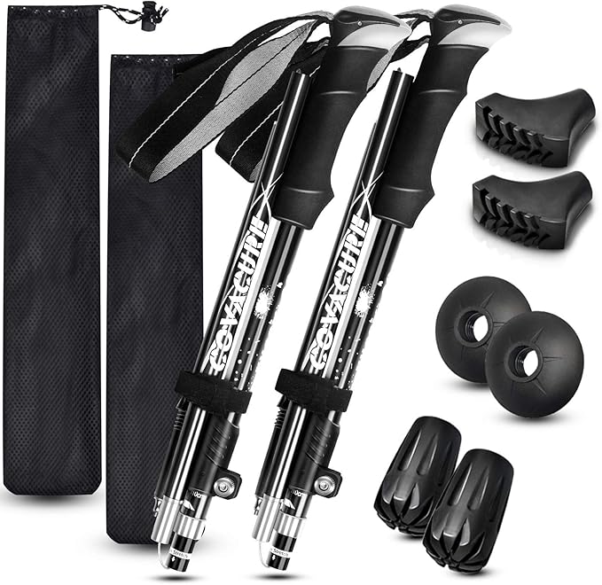 Covacure Trekking Poles Collapsible Hiking Poles - Aluminum Alloy 7075 Trekking Sticks with Quick Lock System, Telescopic, Collapsible, Ultralight for Hiking, Camping-StrideForce Fitness