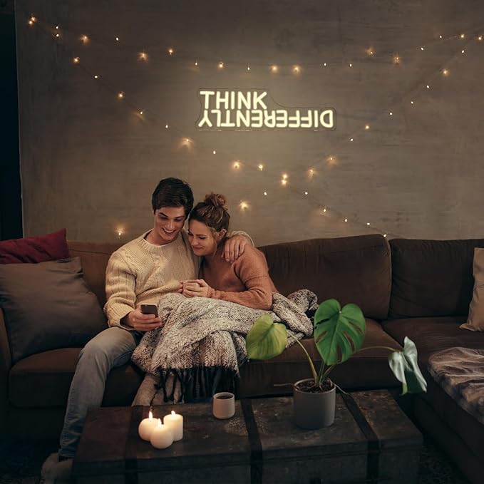 Think Differently Neon Sign for Wall Decor Letter Neon Light Classroom LED Neon Signs Classroom LED Neon Light for Classroom Office Study Room Library Bedroom Decoration-StrideForce Fitness