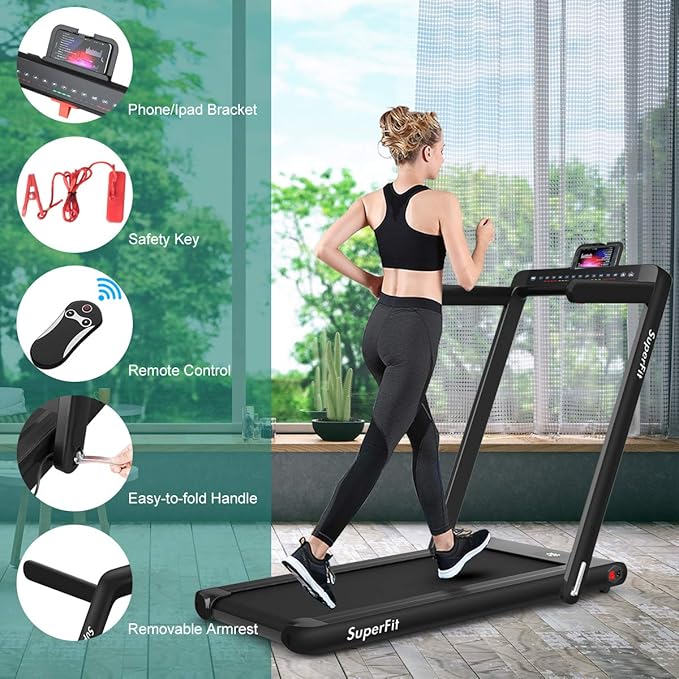 GYMAX Walking Pad, 2.25HP Dual Display Foldable Treadmill for Home with Remote/Smart App Control, Portable Compact Treadmill for Office Under Desk, Folding Running Machine for Small Spaces-StrideForce Fitness