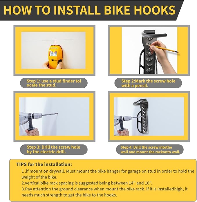 Vertical Bike Rack Wall Mount for Garage–Heavy-Duty Steel Bicycle Hook for Indoor Storage, Space-Saving Holder for Road, Mountain & Hybrid Bikes, Fits Tires Up to 2.6" Wide (1 Pack)-StrideForce Fitness