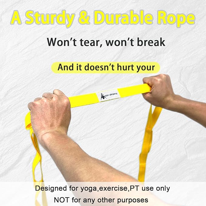 Stretching Strap Yoga Strap with Loops, Stretch Straps for Physical Therapy, Non-Elastic Exercise Strap for Pilates, Dance and Gymnastics with Workout Guide-StrideForce Fitness