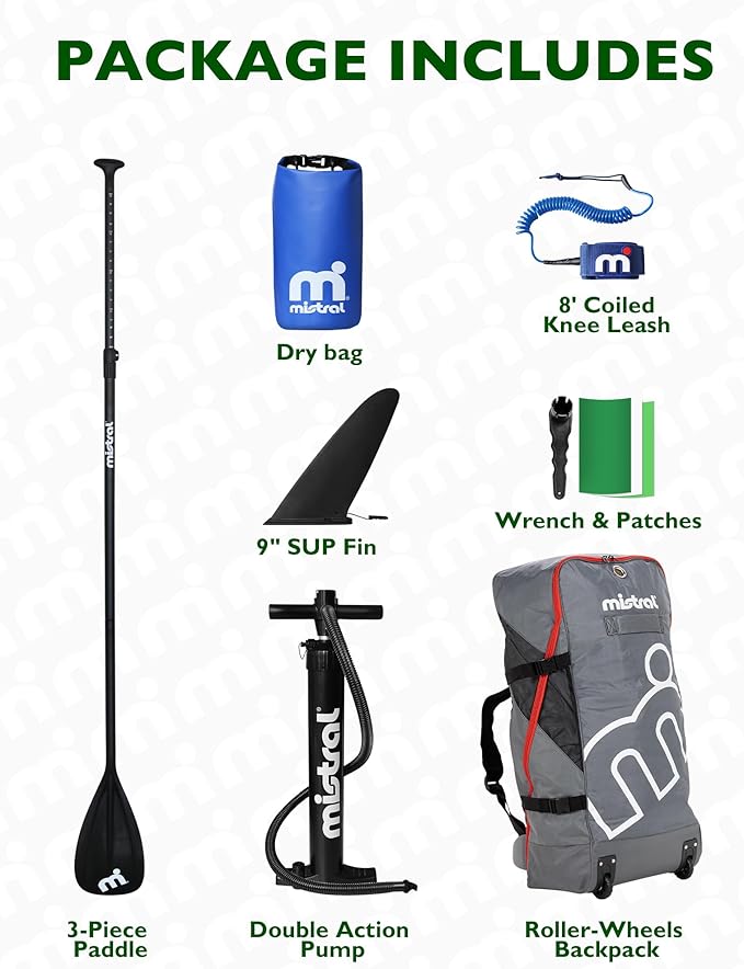 Mistral Stand Up Inflatable Paddle Board Racing & Touring Board 13'2"/ 14' Race Board, Backpack with Wheels, Durable ISUP for Youth & Adult, w/Premium SUP Accessories-StrideForce Fitness