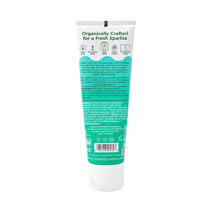 Toothpaste, USDA Organic Mint Aloe Neem, 3 oz, pack of 3