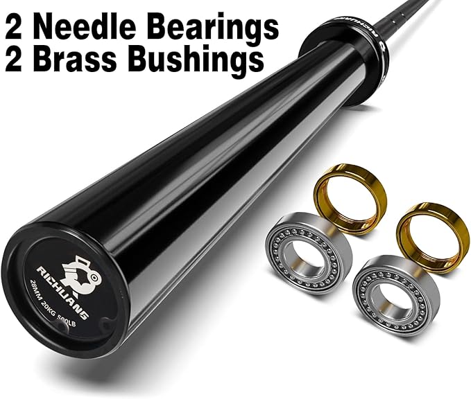 Olympic Barbell 45lb (20kg) - 7ft Bearing Spin Bar for Weightlifting and Strength Training,Ceramic Coating,500 LBS Capacity,28mm High Whip,Fits 2" Plates,for Home Gym-StrideForce Fitness