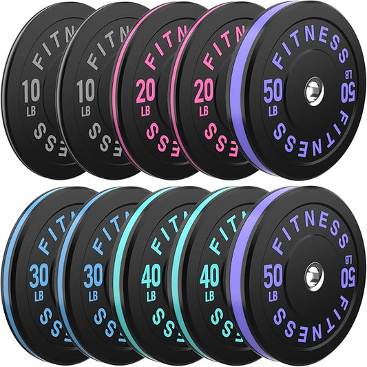 2 Inch Bumper Plates，10-500lbs，Barbell Rubber Olympic Weight Plates Set for Home Gym, Strength Training & Weight Lifting, Multiple Options Colors-StrideForce Fitness