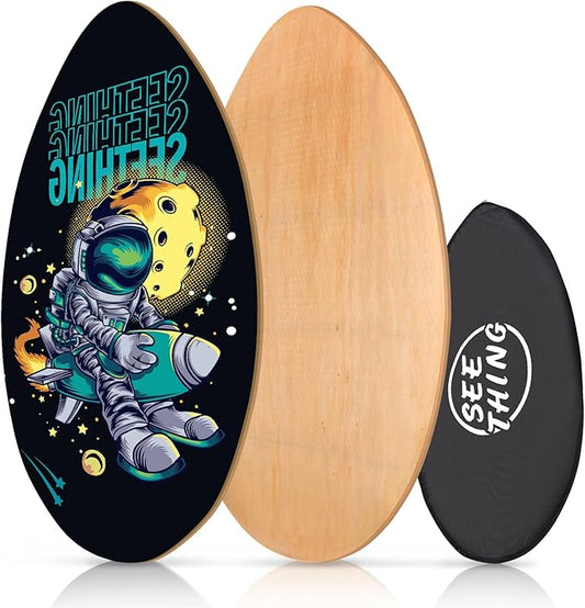 seething 35 Inch Skimboard with High Gloss Coat Wood Skim Board for Beginners,Kids, Teenagers, Adults and All Skimming-StrideForce Fitness