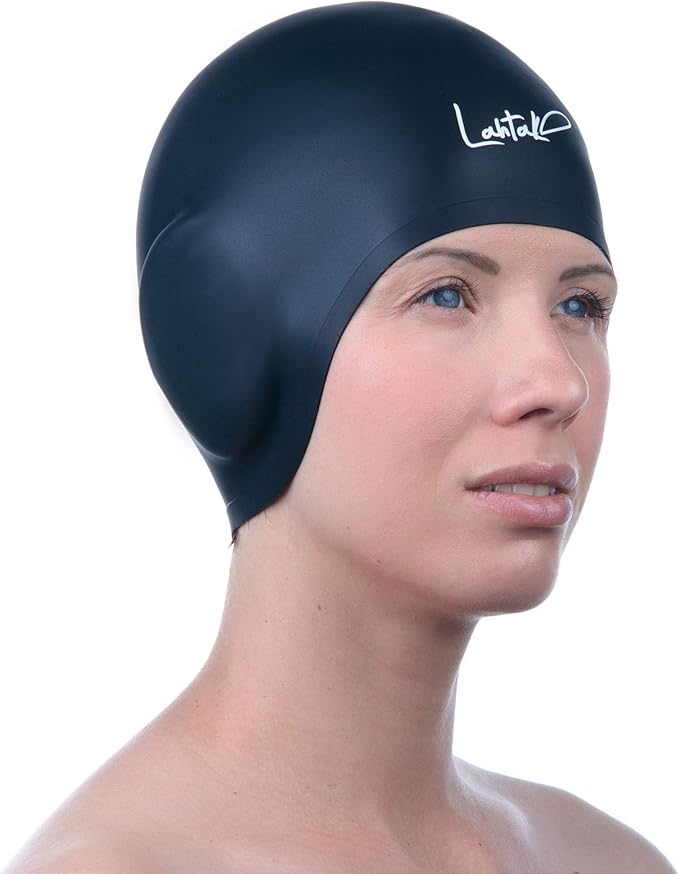 3D Swim Caps - Ear Protection Swimming Cap for Women & Men - Silicone, Waterproof - Fits Long & Short Hair - Adult & Youth-StrideForce Fitness