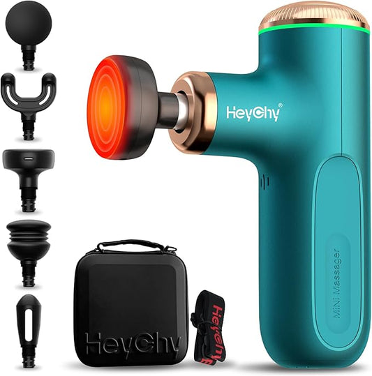 Mini Massage Gun with Heat Function, Heated Massage Head for Deep Tissue Pain Relief, Portable Muscle Massager for Athletes, Compact Percussion Gun-StrideForce Fitness