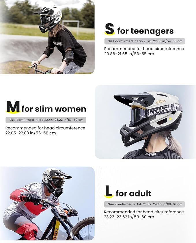 OutdoorMaster MIPS Full Face Mountain Bike Helmet for Men & Women - Two Removable Chin Pad, Ventilation Lightweight - Racing Downhill DH BMX MTB Helmet-StrideForce Fitness