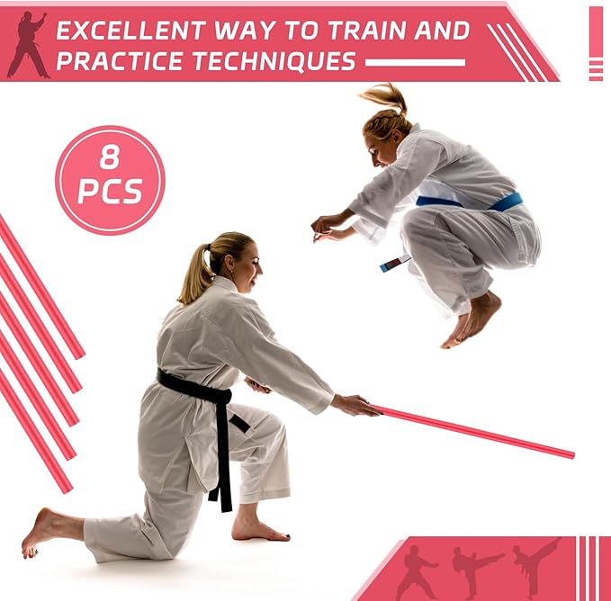 8 Pieces 23.6 Inches Foam Padded Escrima Sticks for Safe Practice Training Martial Arts and Karate with 4 Carry Bag Case-StrideForce Fitness