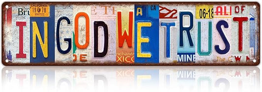 Vintage In God We Trust Wall Decor Street Signs Metal Tin Signs 16 x 4 Inches-StrideForce Fitness