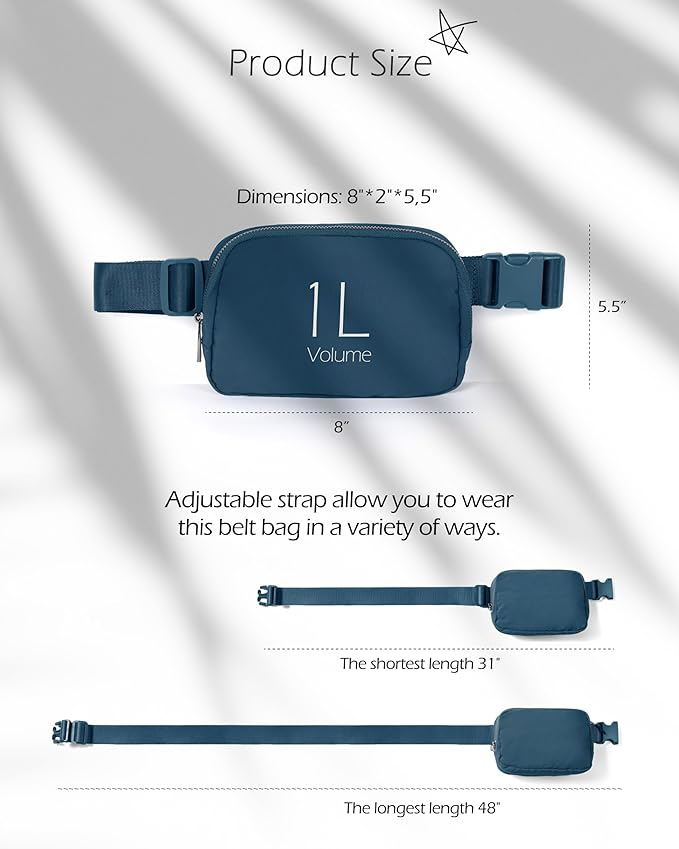 ODODOS Unisex Mini Belt Bag with Adjustable Strap Small Fanny Pack for Workout Running Traveling Hiking, Navy Blue-StrideForce Fitness