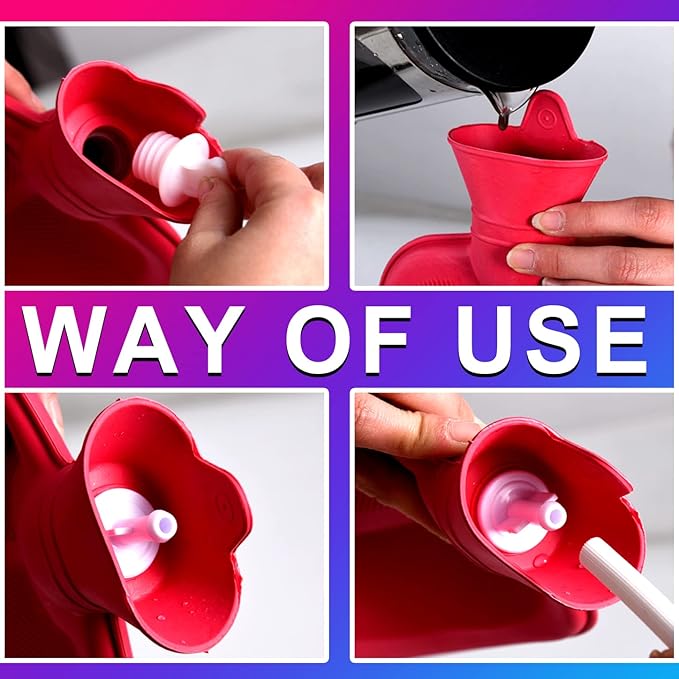 2L Home Enema Bag Kit with 2 Tips, 60 Inch Silicone Hose, Controlable Flow Valve, Hot-Water Bottle for Colon Cleansing (Red)-StrideForce Fitness