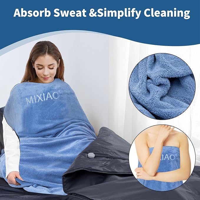 Infrared Sauna Blanket Towel Inserted 30" x 70" Reusable Machine Washable Insert Towel Easy Detoxification Simplifies Clean-Up Super Absorbent Perfect Companion for Infrared Sauna Blanket (Blue)-StrideForce Fitness