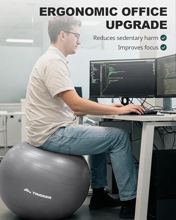 Trideer Yoga Ball – Anti-Burst Exercise Ball for Pregnancy, Office, Birthing, Stretching & Core Workout – Home Gym & Therapy-StrideForce Fitness