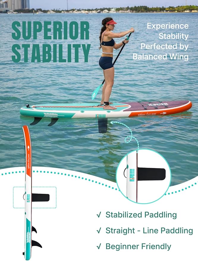 Niphean Inflatable Stand Up Paddle Board with SUP Accessories, Anti-Slip EVA Deck, 10’6’’ Inflatable Paddle Boards for Adults & Youth of All Skill Levels-StrideForce Fitness