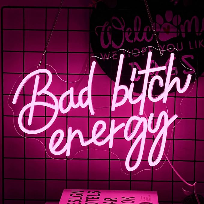 Bad Bitch Energy Neon Sign Pink Neon Light Letter LED Neon Signs for Wall Decor Lady Led Neon Lights for Bedroom Bar Dormitory Store Decortion-StrideForce Fitness