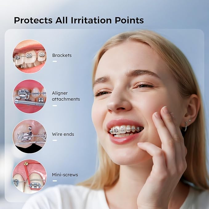 JMU Orthodontic Wax for Braces Wax Dots 120 Individually Wrapped, Dental Wax for Comfort & Protection, Strawberry