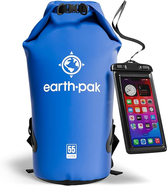 Earth Pak Waterproof Dry Bag - Roll Top Waterproof Backpack Sack Keeps Gear Dry for Kayak with Waterproof Phone Case-StrideForce Fitness