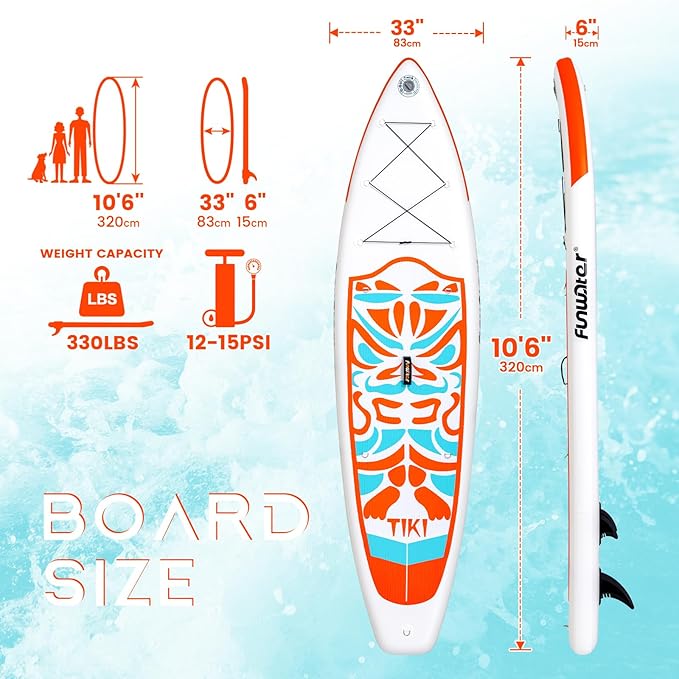FunWater Inflatable Ultra-Light Stand Up Paddle Board for All Skill Levels with Premium SUP Paddleboard Accessories,Non-Slip Comfort Deck for Youth & Adults-StrideForce Fitness