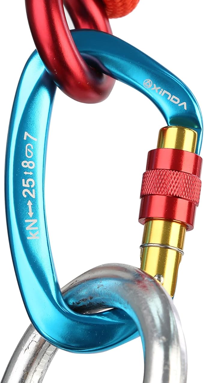 Screwgate Locking Carabiner Clip - Professional Rock Climbing Carabiner Screw Lock,Heavy Duty Carabiners for Climbing,Mountaineer,Hammock,Camping,Outdoor Equipment-StrideForce Fitness