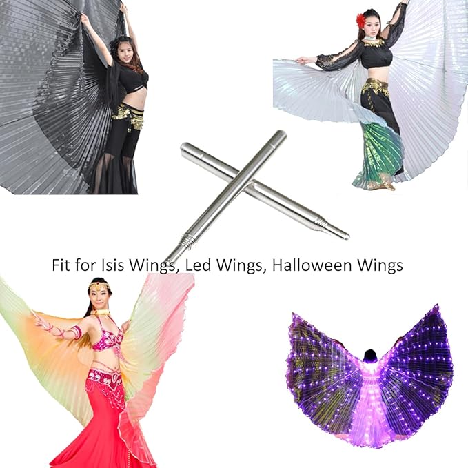 Light Weight Super Endurance Belly Dance Wings Telescopic Stick, Stainless Steel Telescopic Rod Cat Noir Stick-StrideForce Fitness