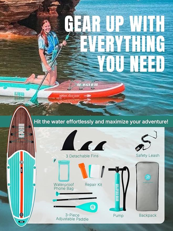 Niphean Inflatable Stand Up Paddle Board with SUP Accessories, Anti-Slip EVA Deck, 10’6’’ Inflatable Paddle Boards for Adults & Youth of All Skill Levels-StrideForce Fitness
