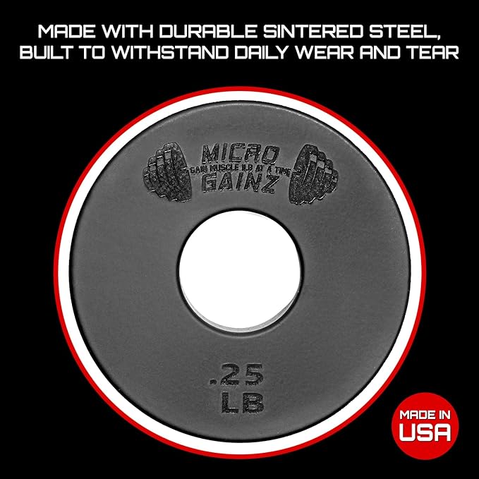 Micro Gainz Standard 1-Inch Center Hole Weight Plates, Set of 2 Black Fractional Plates Choose Set (.25LB-1.25LB), Designed for Standard 1-inch Barbells & Dumbbells, Made In USA-StrideForce Fitness