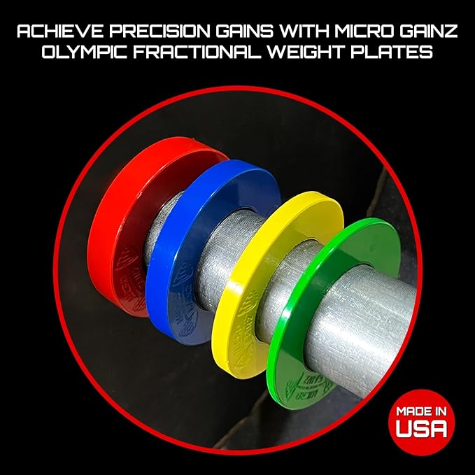 Micro Gainz Calibrated Fractional Weight Plates Set, 8 Piece Olympic Weight Plates Set with Bag, Designed for Olympic Barbells for Strength Training and Micro Loading, Made in USA-StrideForce Fitness