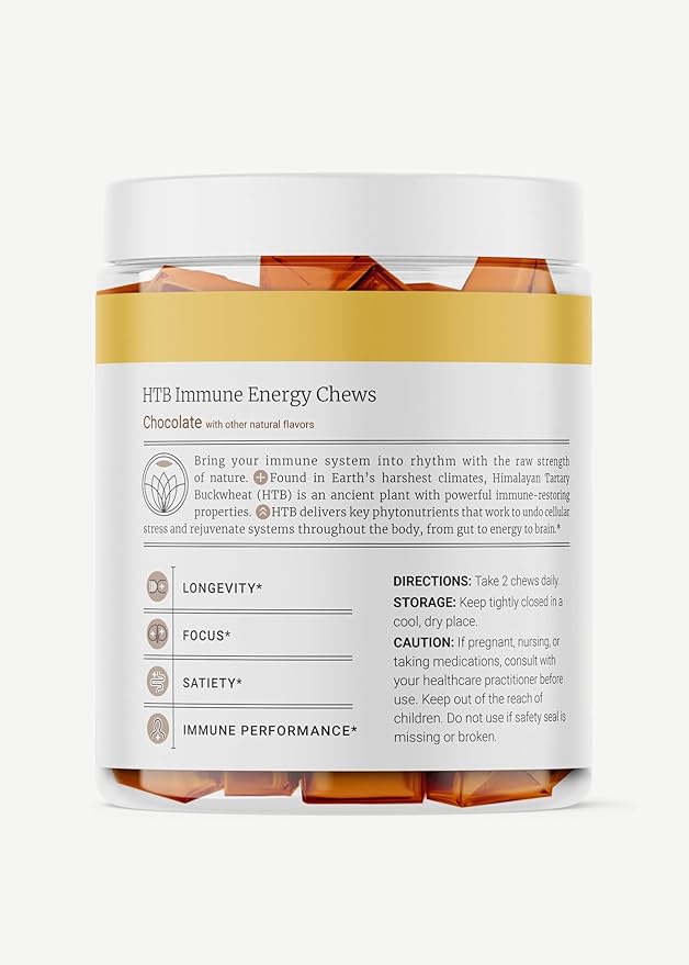 BIG BOLD HEALTH HTB Immune Energy Chews, Organic Sprouted Buckwheat with Vitamin D, Vitamin C, Zinc and Magnesium. Flavored with Delicious Real Cocoa Powder.-StrideForce Fitness
