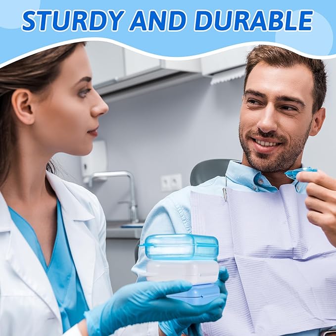 Maxdot 300 Pack Retainer Cases Bulk with Vent Holes Orthodontic Mouth Guard Case Denture Container Multicolor Dental Storage Box for Travel Dentist Office (17 Colors)