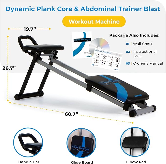 Total Gym Fitness Station, Dynamic Plank Core and Ab Trainer Blast Machine with DVD-StrideForce Fitness