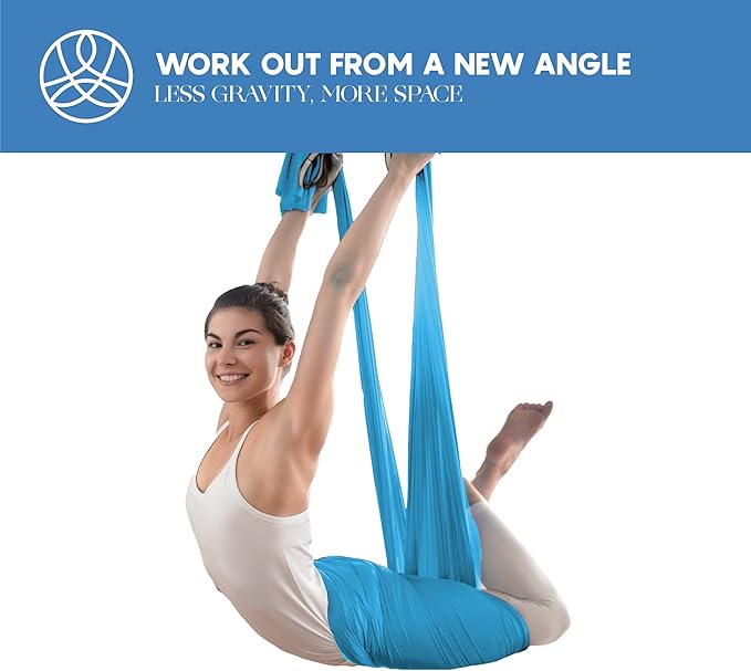 Aerial Silk Yoga Hammock & Swing for Home, Inversion Exercises, Starter Kit for All Levels - Durable with Extension Straps, Carabiners, and Pose Guide-StrideForce Fitness