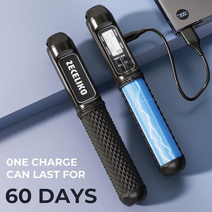 Smart Jump Rope with LED Display and Jump Counter, Weighted Cordless Design for Home Gym & HIIT, Adjustable Steel Wire for Fitness, Tracks Jumps, Calories & Time, for Men, Women & Kids-StrideForce Fitness