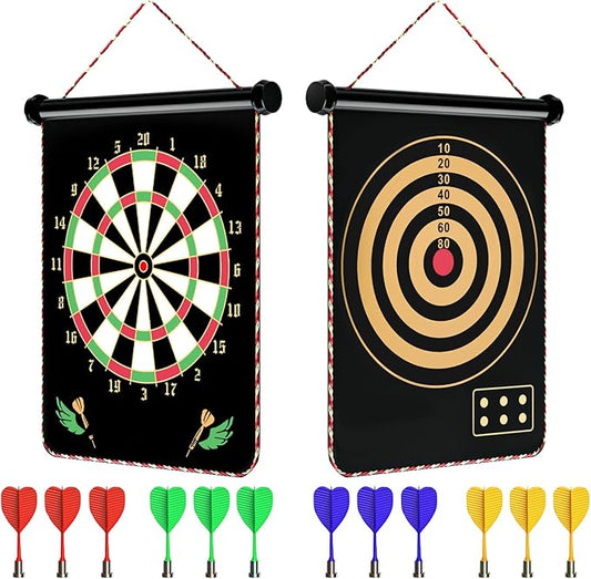 Magnetic Dart Board Games for Kids with 12 Darts Outdoor Toys for Boys Age 8-13 Cool Stuff for Boys Gifts Ideas for Teenage Boys Girls Age 8 9 10 11 12 13 14 15 16 Game Room Decor-StrideForce Fitness