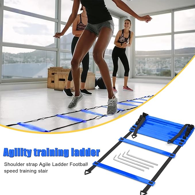 Football Training Equipment | Speed Agility Training Set, Including 1 Agility Ladder, 4 Steel Piles,12 Disc Cones,1 Resistance Umbrella .| for Athletes/Sports Including Football & Basketball-StrideForce Fitness
