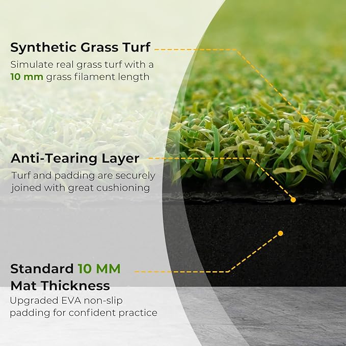 Tangkula Golf Hitting Mat, Artificial Turf Mat for Indoor/Outdoor Golf Practice Includes 2 Rubber Tees & 2 Alignment Sticks, Golf Training Mat for Home Backyard Garage-StrideForce Fitness
