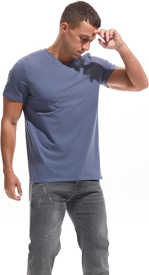 VEIISAR Premium V Neck T Shirts for Men - Modern Fitted Tees Vneck Undershirts-StrideForce Fitness