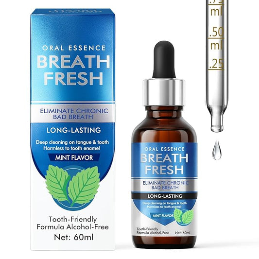 Bad Breath Treatment for Adults, Breath Drops for Fresh Breath, Fast-Acting, Long-Lasting, Natural, Alcohol-Free, Boosts Confidence for Socializing, 60ML