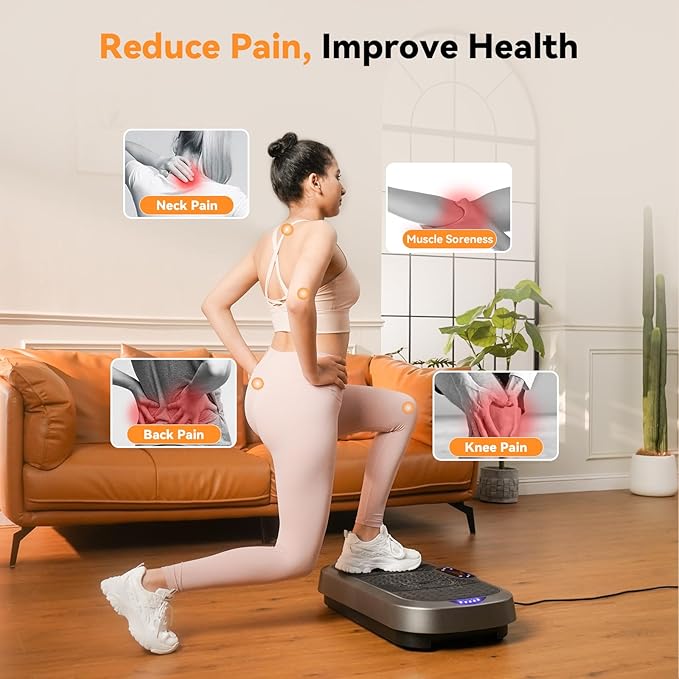 UCIN Vibration Plate Exercise Machine, Vibration Plate for Lymphatic Drainage, 330 Lbs Capacity Vibrating Plate for Weight Loss Home Fitness with Resistance Bands/Pilates Ball-StrideForce Fitness