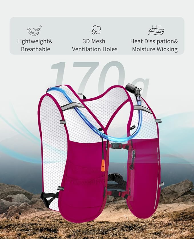 ECOHUB Running Hydration Vest Backpack,Lightweight Breathable Pack with 2L Water Bladder Bag Daypack for Hiking Trail Running Cycling Race Marathon for Women Men-StrideForce Fitness